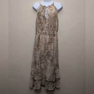 MONOGRAPH Beige Snake Print halter Dress S New